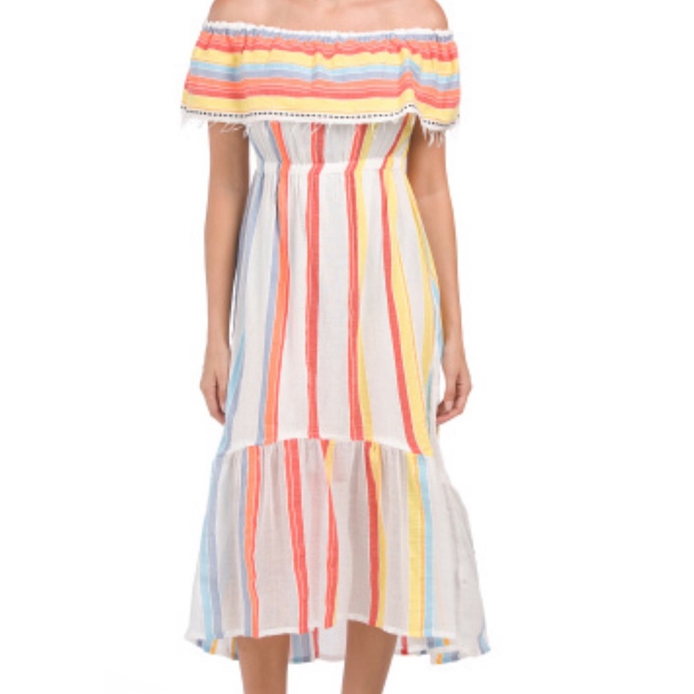 Lemlem midi beach dress coverup off the shoulder size small